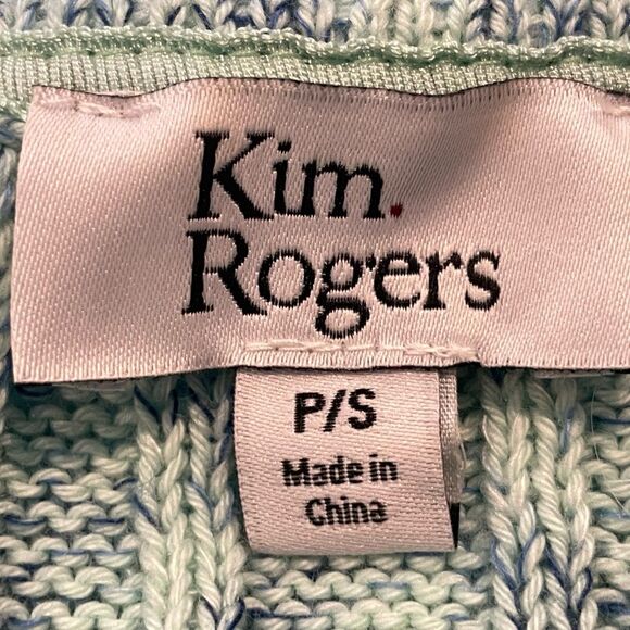 Kim Rogers Cable Knit Crew Neck Sweater‎ Long Sleeve Green Heather Petite Small - Picture 5 of 6